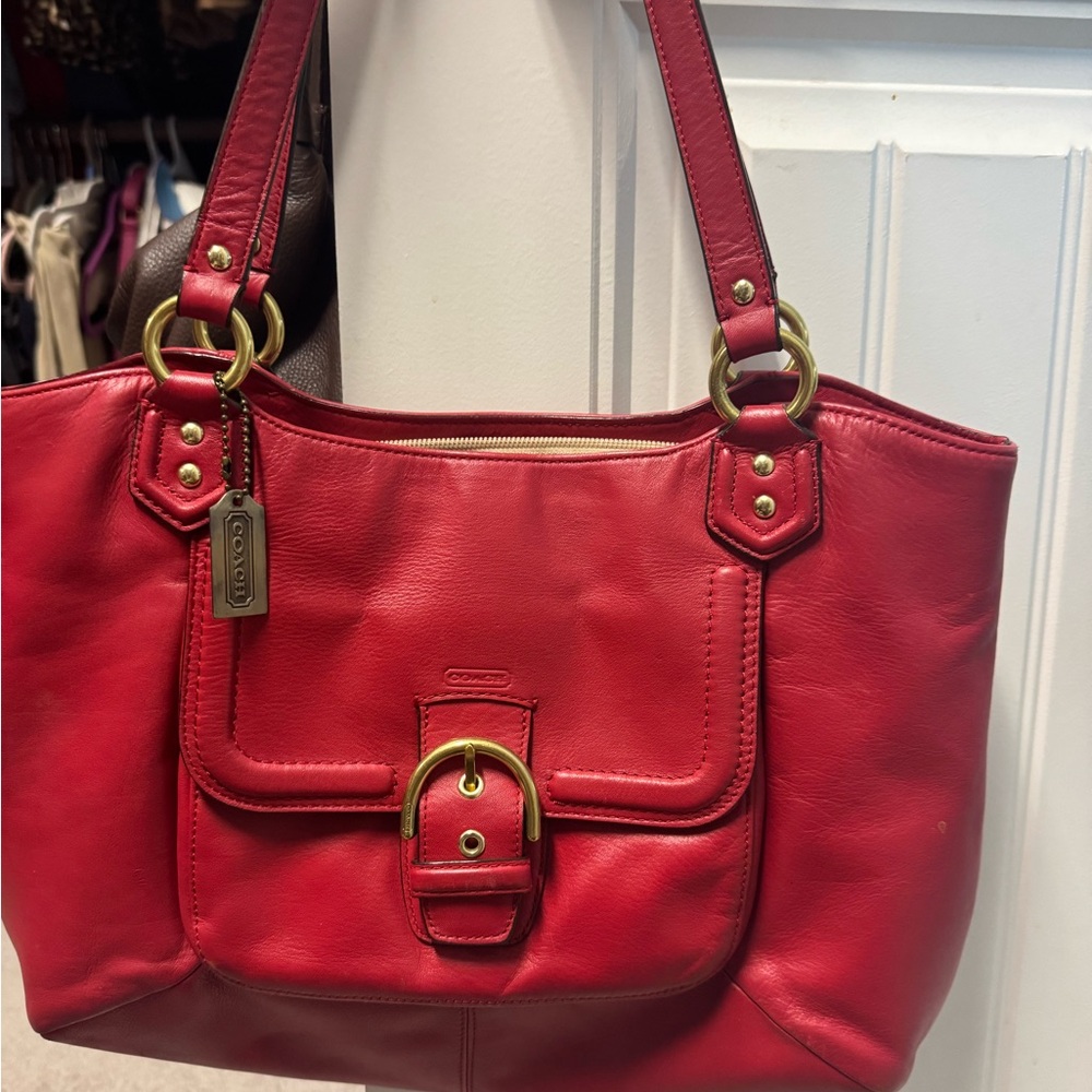 Coach Red Leather Shoulder Bag